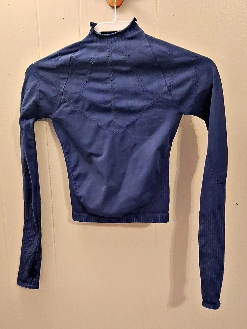 XS/s FP Movement Good Karma Blue Long Sleeve Mock Neck With Perforations